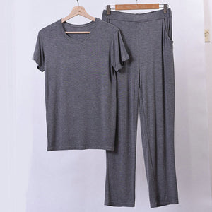 Summer Plus Size 8XL 170KG Men Pajamas Sets Modal Home Wear Set Soft Casual Sleep Wear Short Sleeve Top and Long Pants