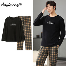 Load image into Gallery viewer, Big Size Men Pajamas Autumn Winter New Chic Gentleman Pjs Fashion Mens Casual Sleepwear Plaid Pants Cotton Pijama Set for Boy