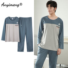 Load image into Gallery viewer, Big Size Men Pajamas Autumn Winter New Chic Gentleman Pjs Fashion Mens Casual Sleepwear Plaid Pants Cotton Pijama Set for Boy