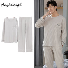 Load image into Gallery viewer, Big Size Men Pajamas Autumn Winter New Chic Gentleman Pjs Fashion Mens Casual Sleepwear Plaid Pants Cotton Pijama Set for Boy