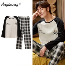 Load image into Gallery viewer, Big Size Men Pajamas Autumn Winter New Chic Gentleman Pjs Fashion Mens Casual Sleepwear Plaid Pants Cotton Pijama Set for Boy