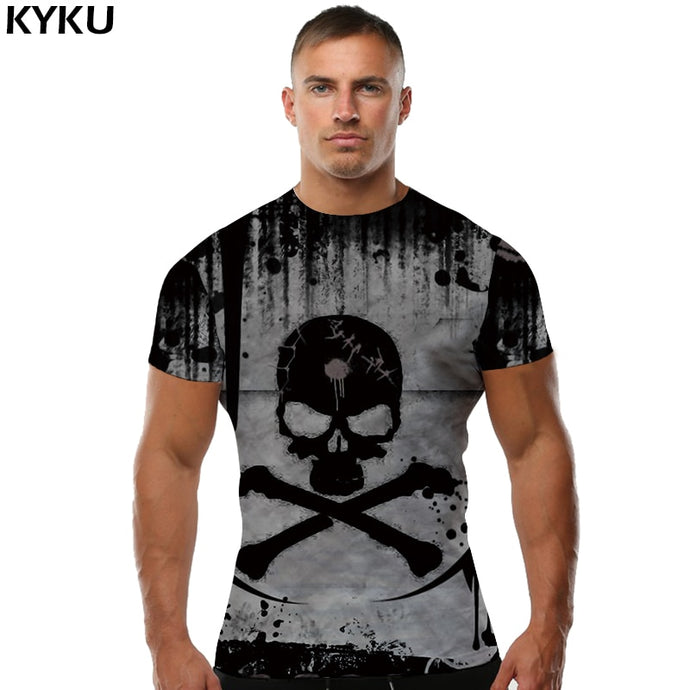 KYKU Skull T Shirt Men Devil Tshirt Punk Rock Clothes 3d T-shirt Hip Hop Tee Casual Cool Mens Clothing 2018 New Summer Top Homme - Larry's Anything Goes