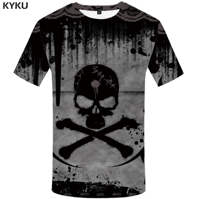 KYKU Skull T Shirt Men Devil Tshirt Punk Rock Clothes 3d T-shirt Hip Hop Tee Casual Cool Mens Clothing 2018 New Summer Top Homme - Larry's Anything Goes