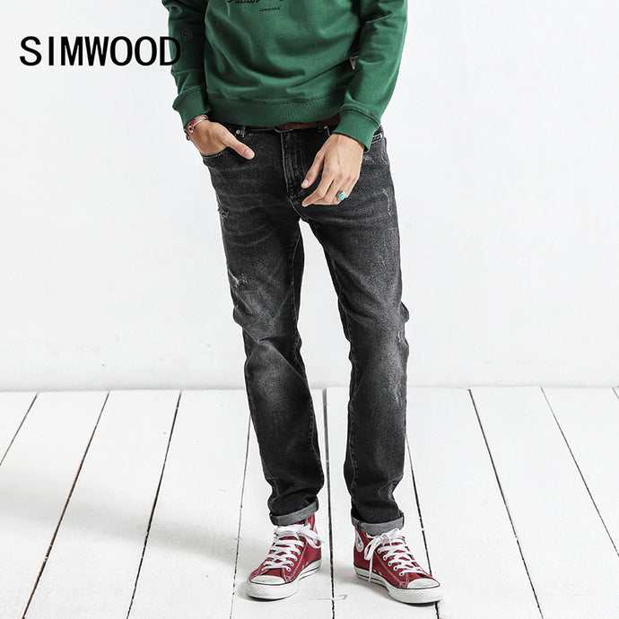 SIMWOOD 2018 Autumn Winter New Jeans Men Slim Fit Fashion Hole Denim Skinny ripped Trousers Plus Size Casual  NC017015 - Larry's Anything Goes