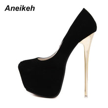 Load image into Gallery viewer, Aneikeh Big Size 41 42 43 44 45 Sexy Pumps Wedding Women Fetish Shoes High Heel Stripper Flock Pumps 16 cm Zapatos Mujer - Larry&#39;s Anything Goes