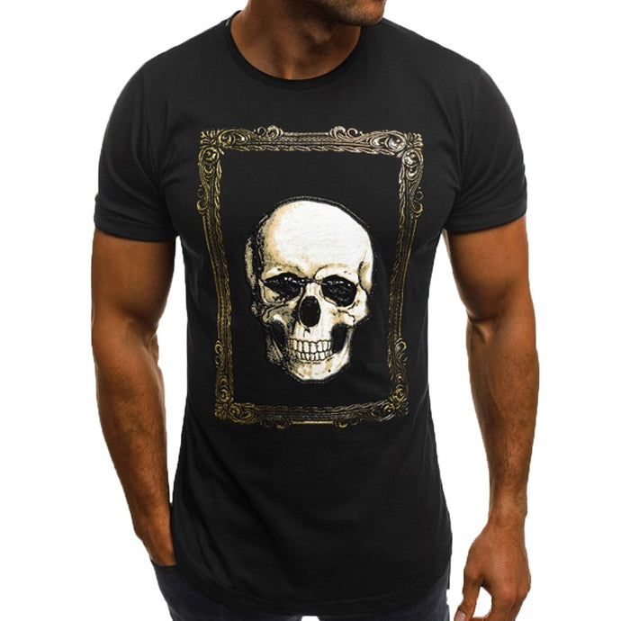 Men's Summer New Style Fashion Skull Cotton Printed T-Shirt Blouse Top - Larry's Anything Goes