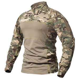 ReFire Gear Tactical Combat Shirt Men Cotton Military Uniform Camouflage T Shirt Multicam US Army Clothes Camo Long Sleeve Shirt - Larry's Anything Goes