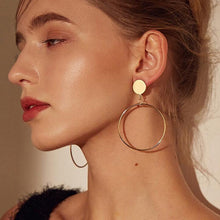 Load image into Gallery viewer, Simple Fashion Gold Silver Plated Geometric Big Round No Pierced Clip Earring for No Ear Hole Women Big Hollow Ear Clips Jewelry - Larry&#39;s Anything Goes