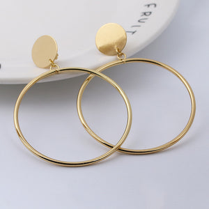 Simple Fashion Gold Silver Plated Geometric Big Round No Pierced Clip Earring for No Ear Hole Women Big Hollow Ear Clips Jewelry - Larry's Anything Goes