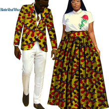 Load image into Gallery viewer, Lover Couples Clothes African Print Tutu Skirts for Women Bazin Riche Mens Jacket Blazer 2 Pieces African Style Clothing WYQ204 - Larry&#39;s Anything Goes