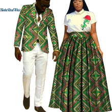 Load image into Gallery viewer, Lover Couples Clothes African Print Tutu Skirts for Women Bazin Riche Mens Jacket Blazer 2 Pieces African Style Clothing WYQ204 - Larry&#39;s Anything Goes