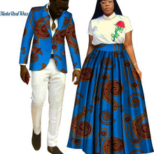 Load image into Gallery viewer, Lover Couples Clothes African Print Tutu Skirts for Women Bazin Riche Mens Jacket Blazer 2 Pieces African Style Clothing WYQ204 - Larry&#39;s Anything Goes
