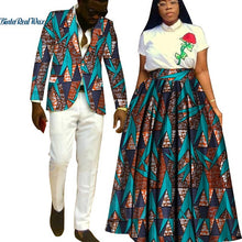 Load image into Gallery viewer, Lover Couples Clothes African Print Tutu Skirts for Women Bazin Riche Mens Jacket Blazer 2 Pieces African Style Clothing WYQ204 - Larry&#39;s Anything Goes