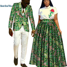 Load image into Gallery viewer, Lover Couples Clothes African Print Tutu Skirts for Women Bazin Riche Mens Jacket Blazer 2 Pieces African Style Clothing WYQ204 - Larry&#39;s Anything Goes