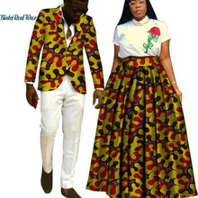 Load image into Gallery viewer, Lover Couples Clothes African Print Tutu Skirts for Women Bazin Riche Mens Jacket Blazer 2 Pieces African Style Clothing WYQ204 - Larry&#39;s Anything Goes