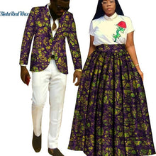 Load image into Gallery viewer, Lover Couples Clothes African Print Tutu Skirts for Women Bazin Riche Mens Jacket Blazer 2 Pieces African Style Clothing WYQ204 - Larry&#39;s Anything Goes