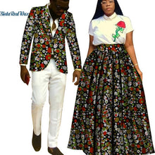 Load image into Gallery viewer, Lover Couples Clothes African Print Tutu Skirts for Women Bazin Riche Mens Jacket Blazer 2 Pieces African Style Clothing WYQ204 - Larry&#39;s Anything Goes