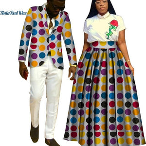 Lover Couples Clothes African Print Tutu Skirts for Women Bazin Riche Mens Jacket Blazer 2 Pieces African Style Clothing WYQ204 - Larry's Anything Goes